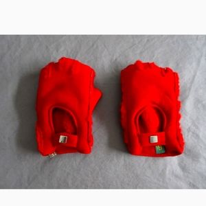 Red Bottega Veneta shearling fingerless gloves 6 1/2